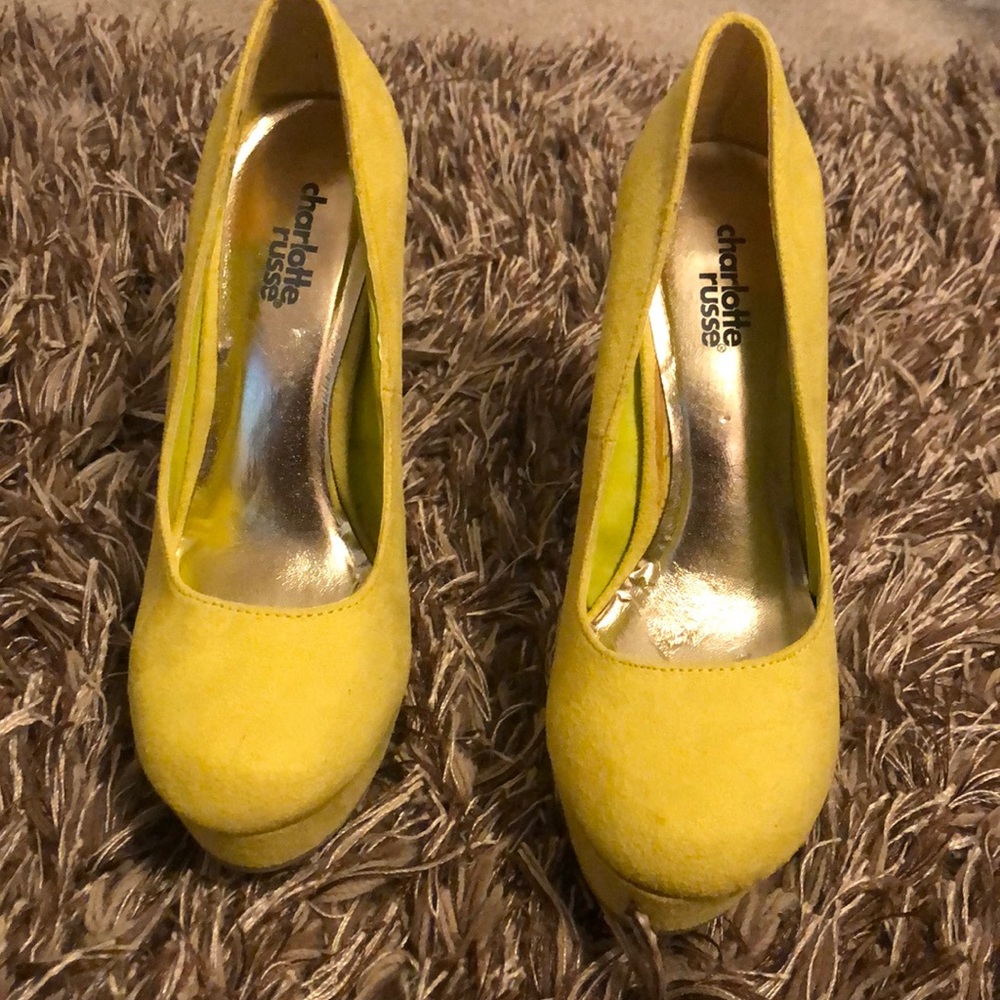 Yellow high heels
